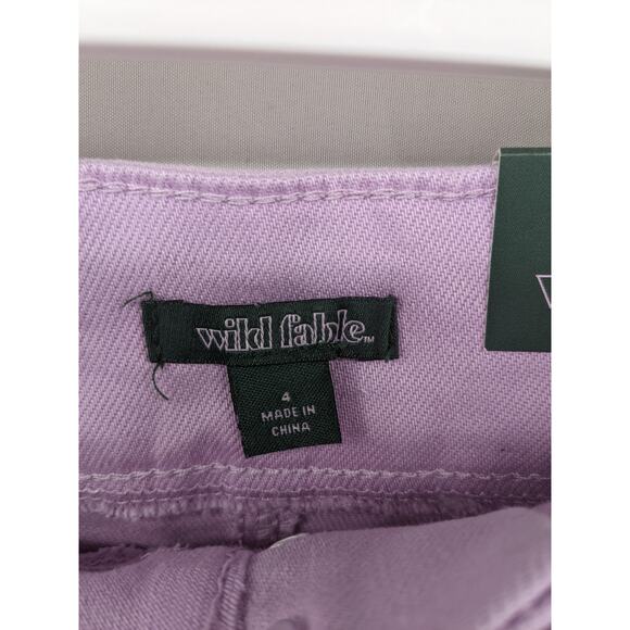 Wild Fable Jean Shorts Pleated Lavender 4 Cutoff Super High Rise Bermuda Raw Hem - Picture 6 of 8